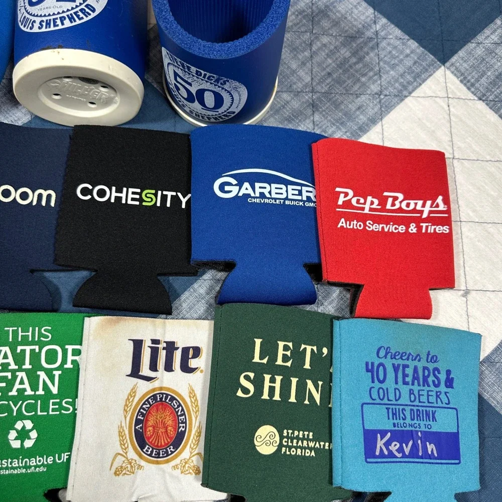 Lot of 27 Assorted Can Koozies Miller Lite Super Bowl NAPA Pep Boys Chevrolet